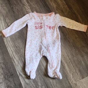 Little Sister Pink Floral Baby Footie